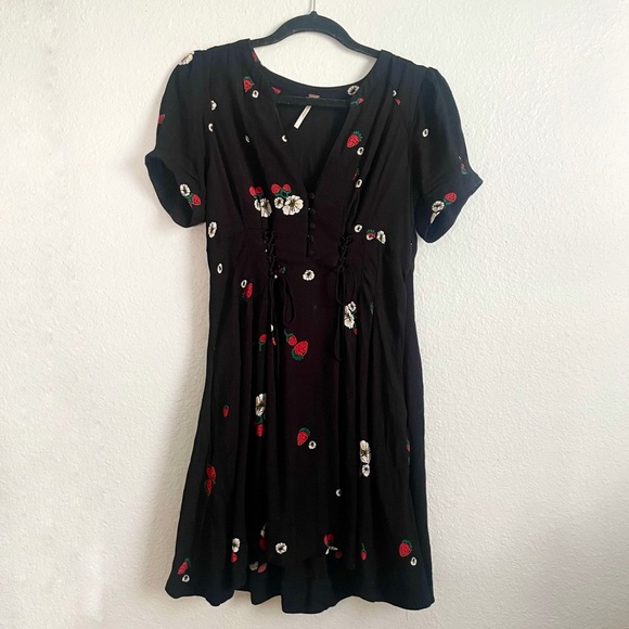 Free People Dream Girl Lace Up Strawberry Dress - Picture 5 of 9